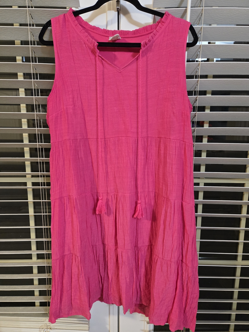 Naif Bright Pink Tiered Sleeveless Dress Sz XL